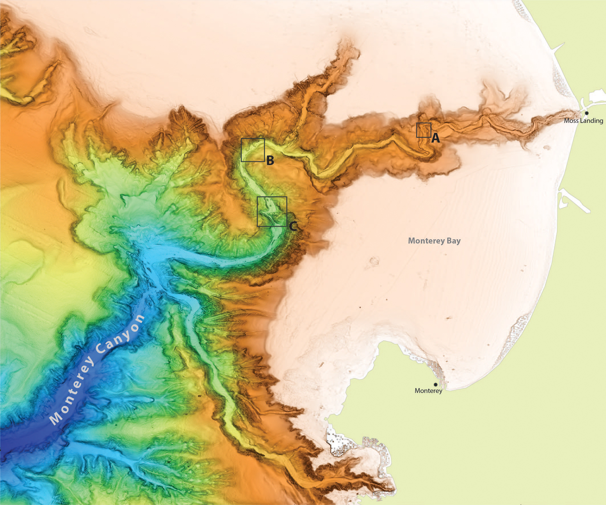 Map of the undersea Monterey Canyon